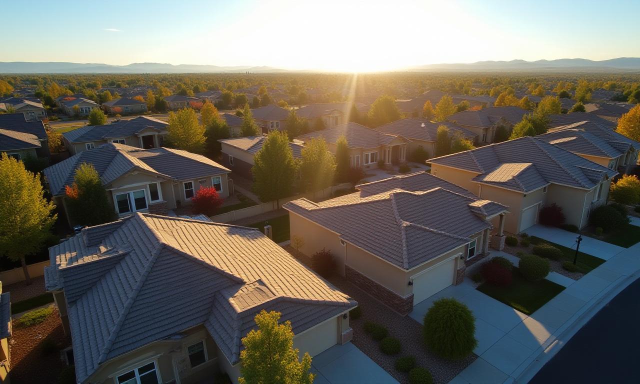 Sunlit aerial of Windsor roofs finished by ARTNOCO